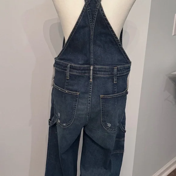 Pilcro Painters Blue Denim Cropped Overalls size 28 - Picture 2 of 10
